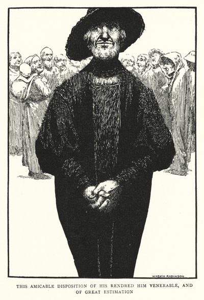 Tämä hänen ystävällinen asenne teki hänestä kunnianarvoisen ja suuren arvostuksen (litho) tekijältä William Heath Robinson