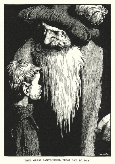 Näin Pantagruel kasvoi päivästä toiseen (litho) tekijältä William Heath Robinson