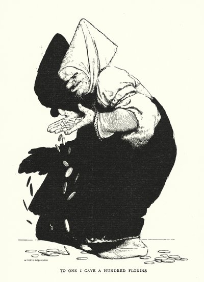 Yhdelle annoin sata floriinia (litho) tekijältä William Heath Robinson