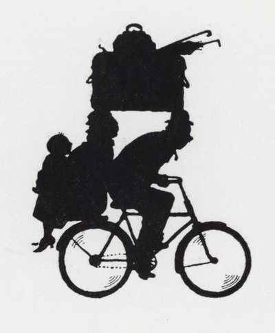 Retki perheen kanssa polkupyörällä (litho) tekijältä William Heath Robinson