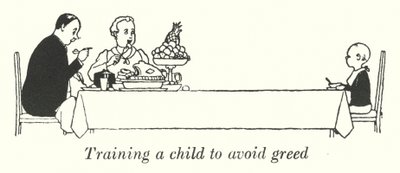 Lapsen kouluttaminen välttämään ahneutta (litho) tekijältä William Heath Robinson