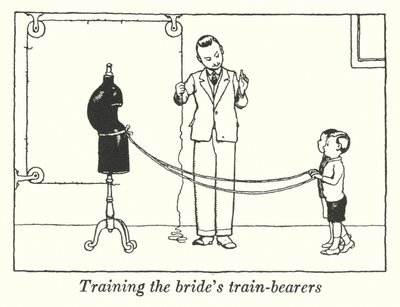 Morsiamen junankuljettajien kouluttaminen (litho) tekijältä William Heath Robinson