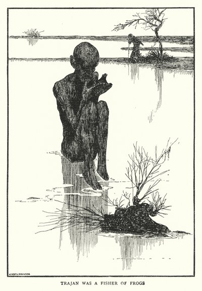 Trajanus oli sammakoiden kalastaja (litho) tekijältä William Heath Robinson