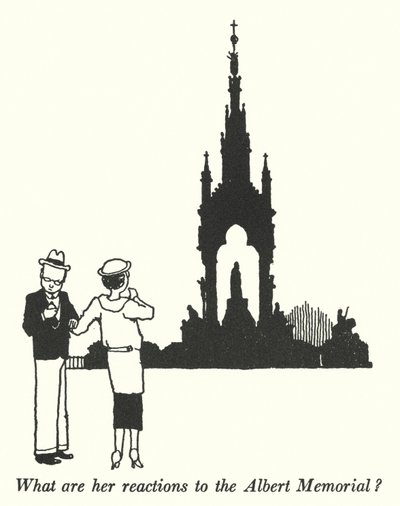 Miten hän suhtautuu Albert Memorialiin? (litografia) tekijältä William Heath Robinson