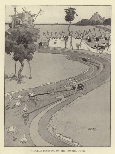 Widgeon bluffaa Roaring Forkissa tekijältä William Heath Robinson