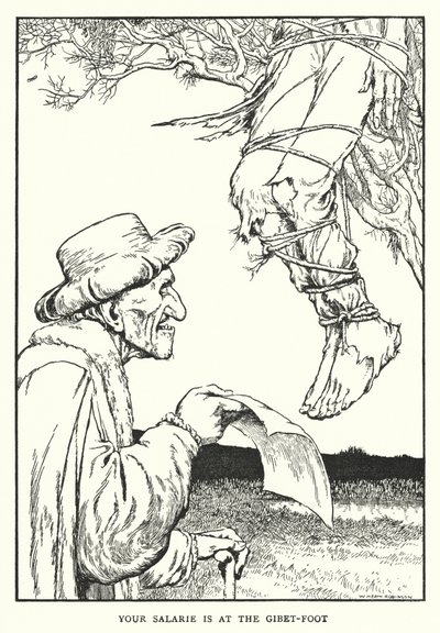 Palkkasi on gibet-jalka (litho) tekijältä William Heath Robinson