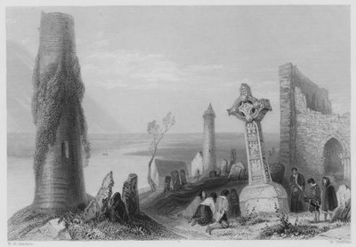 Muinainen risti, Clonmacnoise (kaiverrus) tekijältä William Henry (after) Bartlett