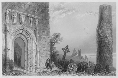 Temple Mc Durmotin sisäänkäynti, Clonmacnoise (kaiverrus) tekijältä William Henry (after) Bartlett