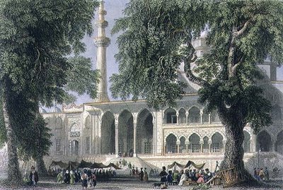 Yeni Djami eli Sultana Validen moskeija, Istanbul, kaiverrus J. C. Varrall, n. 1850 (akvatinta) tekijältä William Henry (after) Bartlett