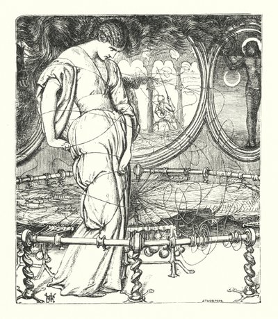 The Lady of Shalott (kaiverrus) tekijältä William Henry (after) Hunt