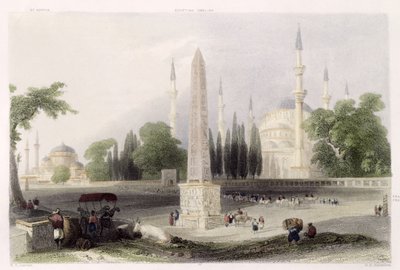 Egyptiläinen obeliski Atmeidanissa eli hippodromissa Istanbulissa, kaiverrettu G.K. Richardson, n. 1850 (akvatinta) tekijältä William Henry Bartlett