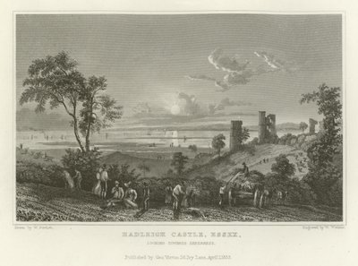 Hadleigh Castle, Essex, katselee kohti Sheernessiä tekijältä William Henry Bartlett