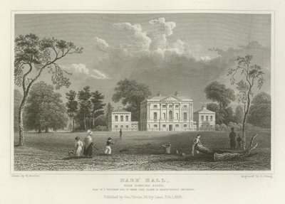 Hare Hall, lähellä Romfordia, Essex, J Westernin kotipaikka, Esquire tekijältä William Henry Bartlett