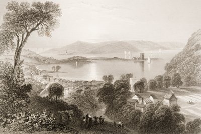 Larne, Antrimin kreivikunta, Pohjois-Irlanti, George Virtuen teoksesta "Scenery and Antiquities of Ireland", 1860-luku tekijältä William Henry Bartlett