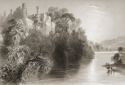 Lismoren linna, Lismore, Waterfordin kreivikunta, Irlanti, George Virtuen teoksesta "Scenery and Antiquities of Ireland", 1860-luku tekijältä William Henry Bartlett