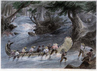 Miesten melontaajeluja Bartlett W. H.:n kuvittamissa "" kanadalaisissa maisemissa. tekijältä William Henry Bartlett