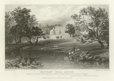 Mistley Hall, Essex, alahuoneen puhemiehen, Charles Manners Suttonin, oikean kunnianarvoisen Charles Manners Suttonin, asuinpaikka tekijältä William Henry Bartlett