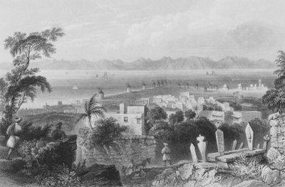 Rodos, muinainen Dodanim, saaren ja Vähä-Aasian välinen kanava tekijältä William Henry Bartlett