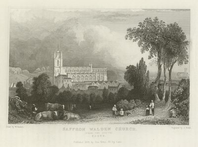 Saffron Walden -kirkko, etelästä, Essexistä tekijältä William Henry Bartlett