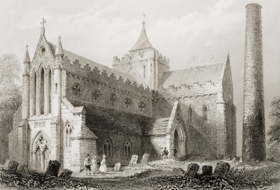 St. Canicen katedraali, Kilkenny, Kilkennyn kreivikunta, Irlanti, George Virtuen teoksesta "Scenery and Antiquities of Ireland", 1860-luku tekijältä William Henry Bartlett