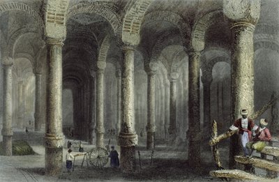 Bin-Veber-Diregin vesisäiliö, tai Tuhat ja yksi, Istanbul, kaiverrus J. Carter, n. 1850 (akvatinta) tekijältä William Henry Bartlett