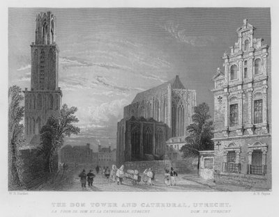 Dom-torni ja katedraali, Utrecht (kaiverrus) tekijältä William Henry Bartlett
