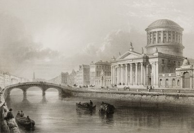 The Four Courts, Dublin, George Virtuen "Scenery and Antiquities of Ireland", 1860-luku tekijältä William Henry Bartlett