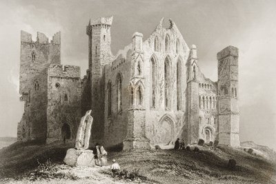 The Rock of Cashel, Tipperaryn kreivikunta, Irlanti, George Virtuen teoksesta "Scenery and Antiquities of Ireland", 1860-luku (kaiverrus). tekijältä William Henry Bartlett