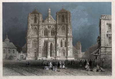 Pyhän Pietarin katedraali tai kupoli Regensburgissa (Regensburg). noin 1830 (kaiverrus) tekijältä William Henry Bartlett