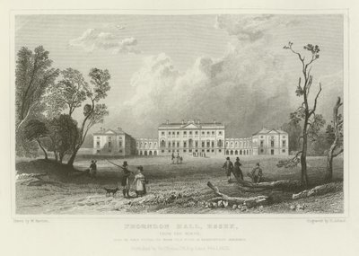 Thorndon Hall, Essex, pohjoisesta, Lord Petrien kotipaikka tekijältä William Henry Bartlett