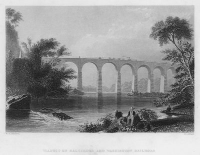 Viadukti Baltimore ja Washington Railroadilla (kaiverrus) tekijältä William Henry Bartlett