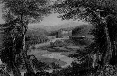 Näkymä Drumlanrigin linnalle, Dumfriesshire tekijältä William Henry Bartlett