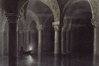 Yere Batan Serai (The Cisterns) Istanbul, kaiverrus J.T. Willmore, n. 1850 (akvatinta) tekijältä William Henry Bartlett