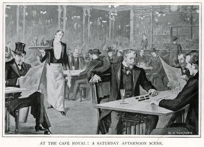 Cafe Royalissa: Lauantai-iltapäiväkohtaus, n. 1900 (litho) tekijältä William Henry Humphris