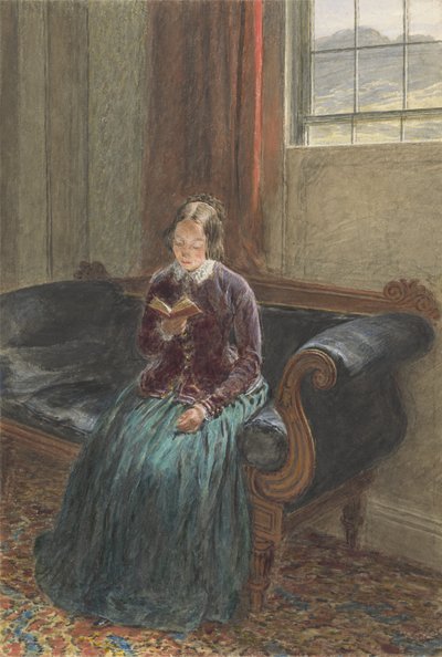 Lady Reading, nimeltään Mrs William Hunt, n. 1835 (guassi ja wc grafiitin päällä paperilla) tekijältä William Henry Hunt