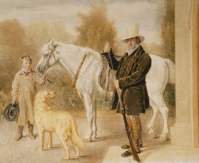 Urheilija pojan, ponin ja koiran kanssa, 1827 tekijältä William Henry Hunt