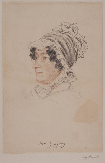 Rouva Hannah Gregory (punainen ja harmaa liitu paperille) tekijältä William Henry Hunt
