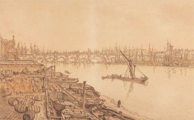 Näkymä Old London Bridgelle tekijältä William Henry Hunt