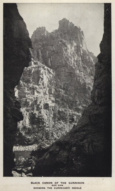 Coloradon kanjonit: Gunnisonin musta kaanon, sivunäkymä, Currecanti-neula (m/w kuva) tekijältä William Henry Jackson