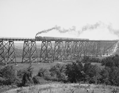 Railroad Bridge Des Moines -joen yli, n. 1900 (m/v kuva) tekijältä William Henry Jackson