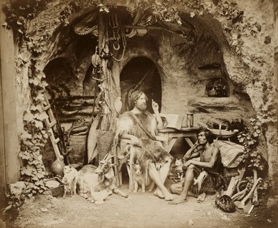 Robinson Crusoe, n. 1856 (albumiini hopeaprintti lasinegatiivista) tekijältä William Henry Lake Price