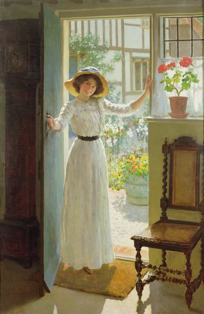 Mökin oven luona (öljy kankaalle) tekijältä William Henry Margetson