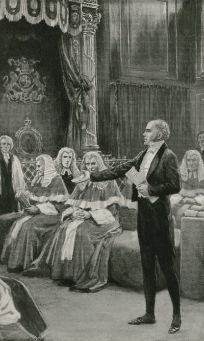 Jaarli Grey vetoaa piispainkokoukseen uudistuslakiehdotuksen hyväksymiseksi tekijältä William Henry Margetson