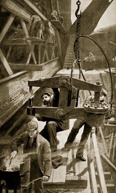 Hydraulinen niittaus Forthin sillalla tekijältä William Henry Margetson