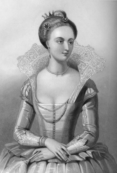 Anna Tanskan 1665-1714, kuningas Jaakob I:n kuningatar puoliso, 1851. tekijältä William Henry Mote