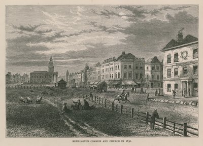 Kennington Common ja kirkko vuonna 1830 tekijältä William Henry Prior