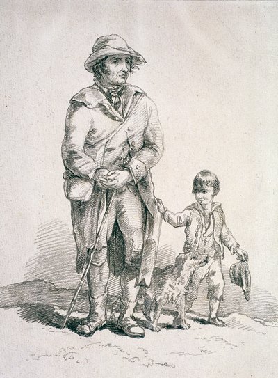 Maalaismies koiran ja pojan kanssa, Provincial Characters, 1813 tekijältä William Henry Pyne