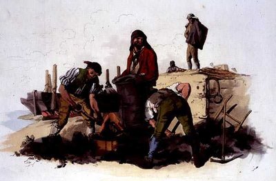 Coal Heavers, julkaisusta Costume of Great Britain, julkaisija William Miller tekijältä William Henry Pyne