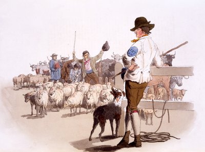 Lammas- ja karjapaimenet, The Costumes of Great Britain, pub. Henry Miller, 1805 (käsinvärinen printti) tekijältä William Henry Pyne