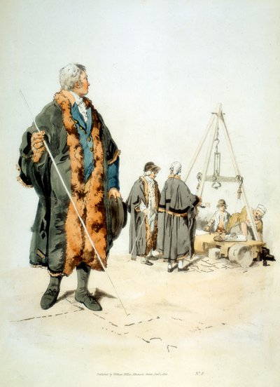 Lontoon Wardmote Inquestin jäsen virallisessa asussa, 1808 tekijältä William Henry Pyne